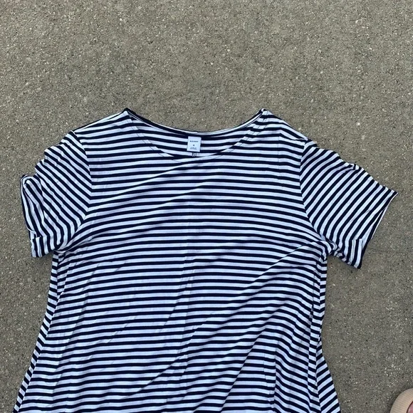 Old Navy Black and White Stripped Swing Dress - Picture 3 of 5